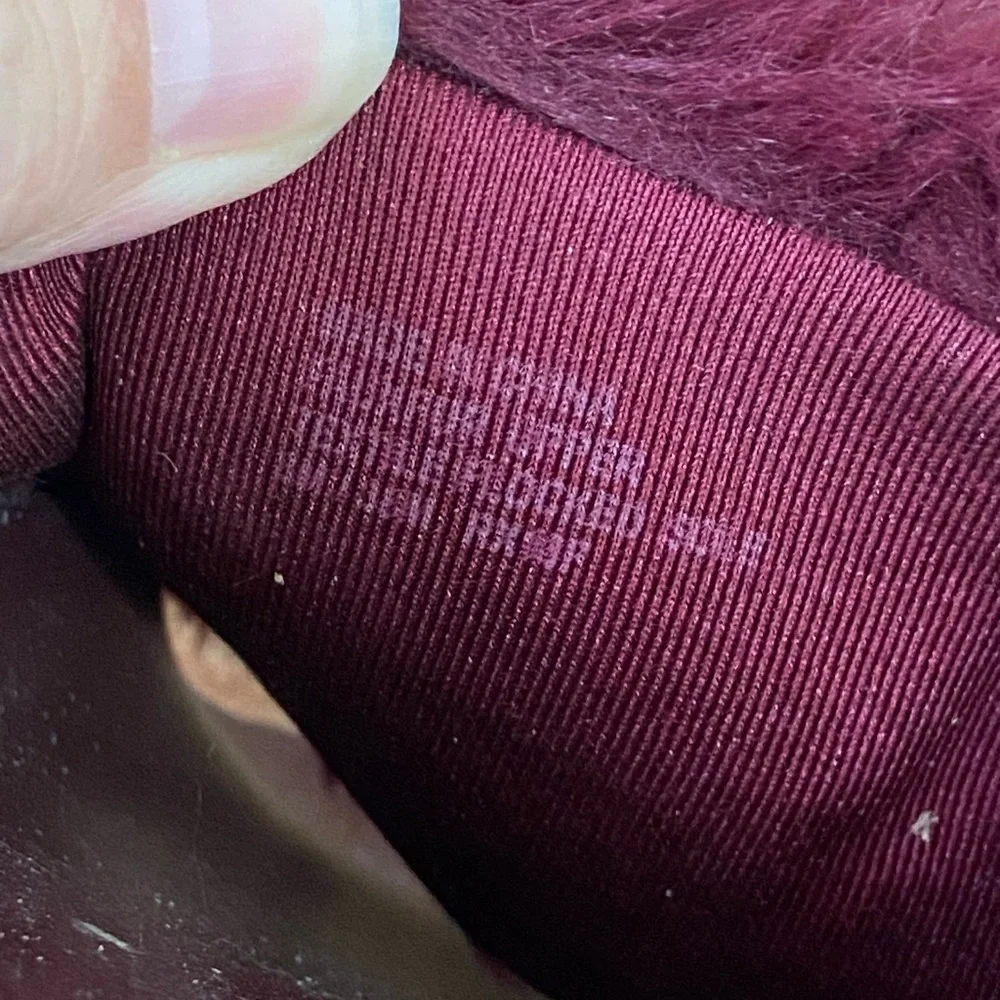 MK Michael Kors Faux Fur Bordeaux Burgundy Logo Slides Sz 8M